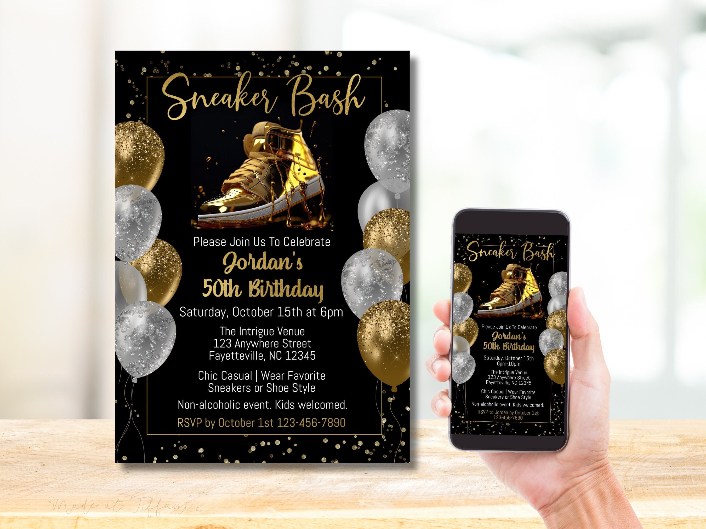 black and gold phones shoes