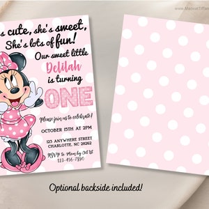 EDITABLE Minnie Mouse 1st Birthday Invitation, 1st Bday, First Birthday ...