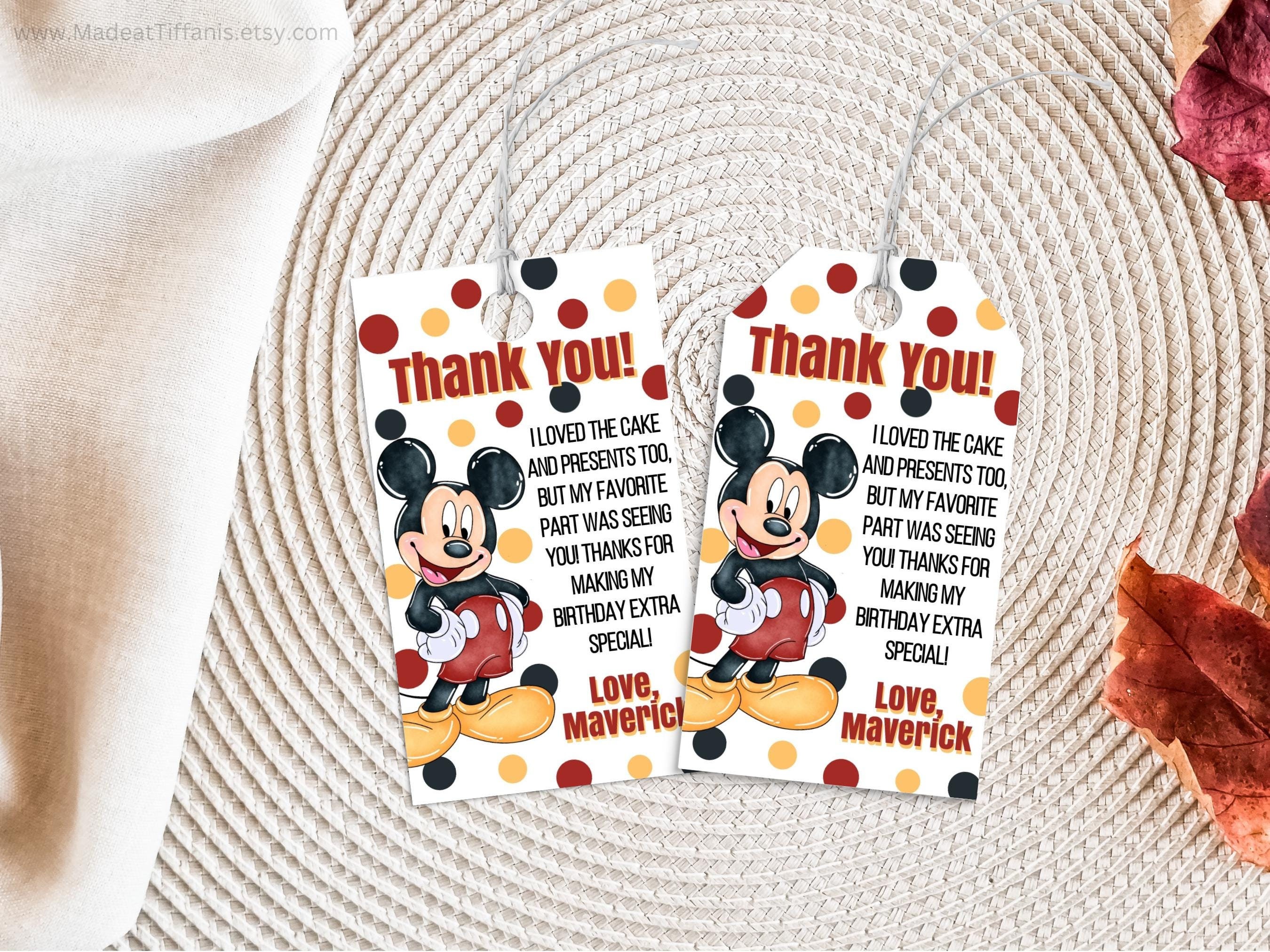 EDITABLE Mickey Mouse Gift Tags, Oh TWOdles! Mickey Party Favor Bag Tag, Thank You Tags, Boy Girl Birthday, Editable Template, Printable