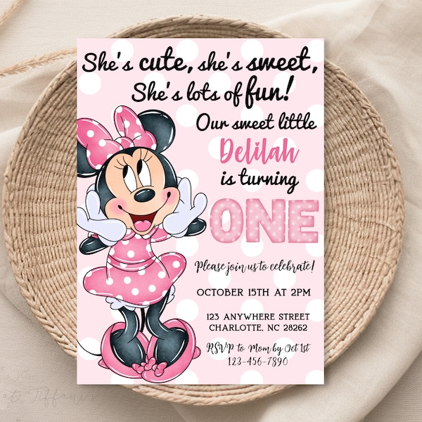 Cute 1st Birthday Invites Girls - Etsy