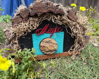 Handmade Fairy Cottage Garden Decor – Rustic Wood Miniature House