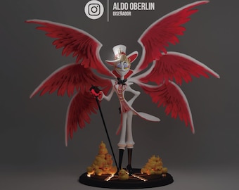 Lucifer Morning Star With Wings from Hazbin Hotel - Collectible Statue for your Home or Office Desk - Hand painted Figurine Statue