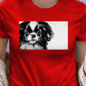Japanese Chin Lover Shirt, perfect gift for dog mom, dad, dog lover, tee features a realistic black & white portrait, celebrate your fur kid