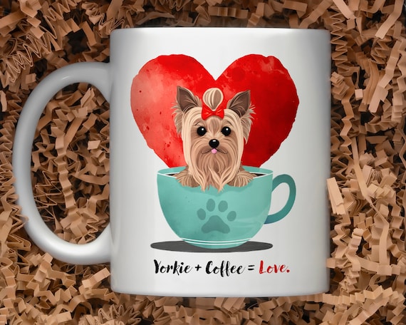 Yorkshire Terrier Tasse – „Ich Denke An Meinen Yorkshire Terrier“ Motiv, 300 Ml, Schwarz
