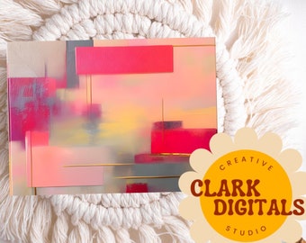 Bold Pink and Magenta Abstract Art, Printable Art, Instant Download, Wall Art, Office Decor, Bedroom Decor, Eclectic Gallery Wall