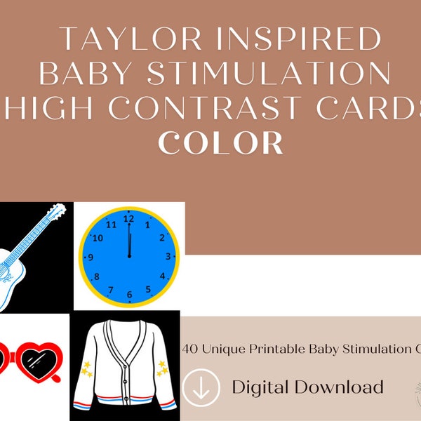 80 printable color contrast cards for baby stimulation/early development, digital download