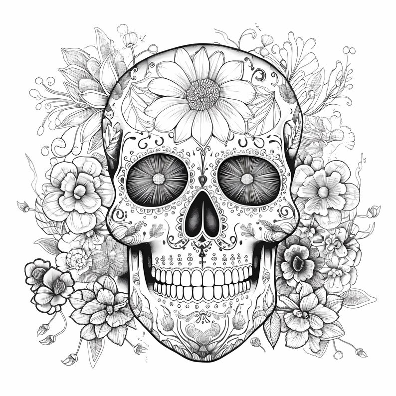 30 Sugar Skull Coloring Pages Sugar Skull Coloring Book for Adults and