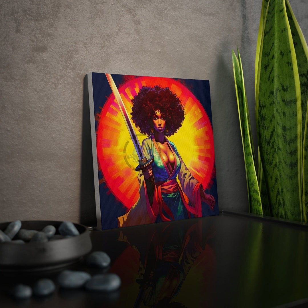 African Beauty Warrior Style Pop Art, Canvas Wall Art, Afro Art, Home