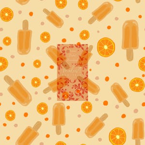 Orange Dreamsicle, Seamless Pattern,  Cute Orange ice cream Seamless File, Fruit Seamless,  Pattern for Custom Fabric, Digital Paper