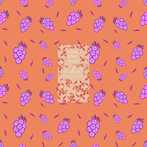 Grape Seamless Pattern,  Grapes Seamless  File, Fruit Seamless, Fruit Pattern for Custom Fabric, Digital, Purple Pattern, Kawaii Pattern
