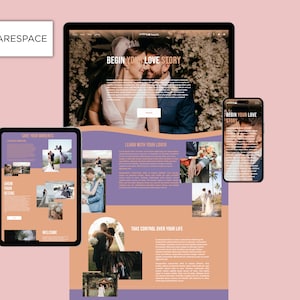 Squarespace Template 7.1 |Wedding photography - complimentary purple - light pink theme Web design for photographers - Wedding photographer
