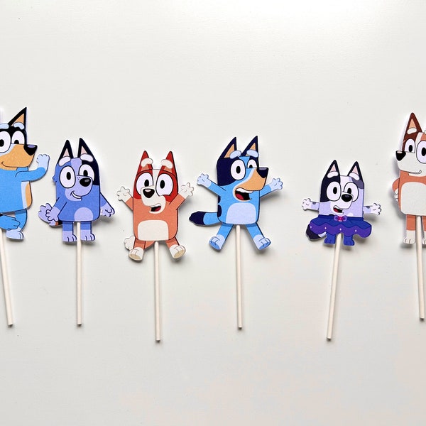 Bluey Theme Cupcake Toppers - Bluey Party Birthday Cake Toppers