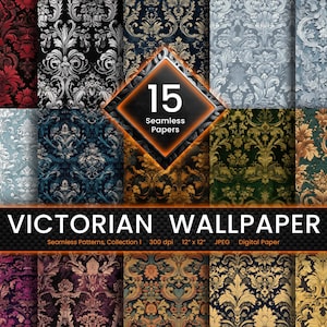 Victorian Wallpaper Collection 1, Digital Seamless Paper, Scrapbook Paper, Digital Download - Seamless Pattern - Infinite Digital Art