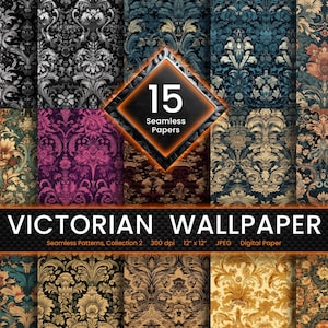 Victorian Wallpaper Collection 2, Digital Seamless Paper, Scrapbook Paper, Digital Download - Seamless Pattern - Infinite Digital Art