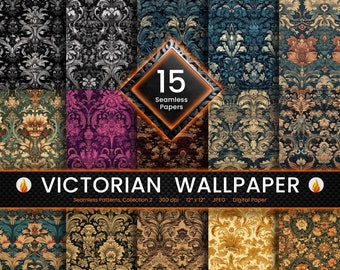 Victorian Wallpaper Collection 2, Digital Seamless Paper, Scrapbook Paper, Digital Download - Seamless Pattern - Infinite Digital Art