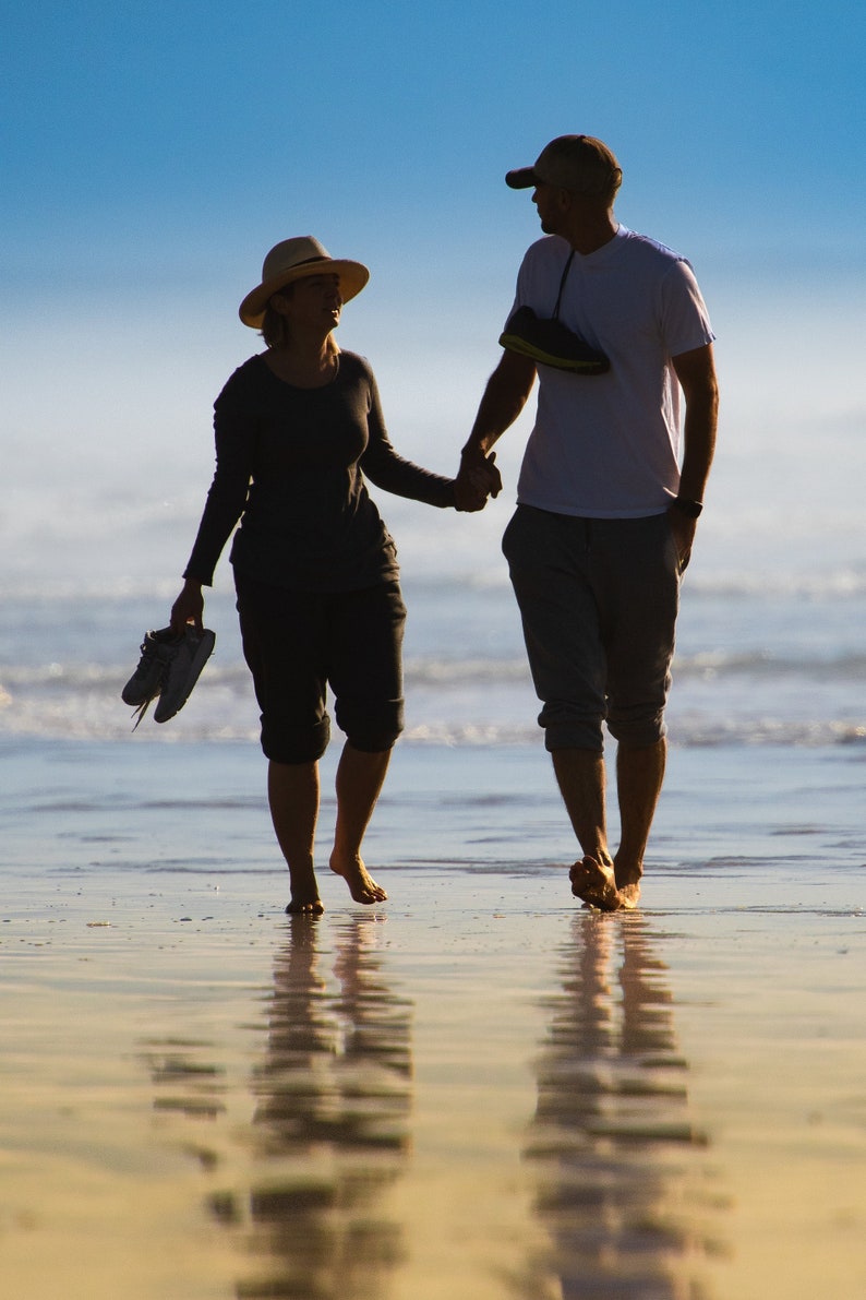 Beach Walking Couple Love Holding Hands Waves - Etsy