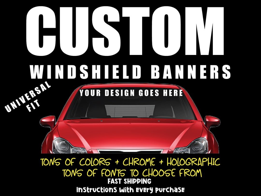 Custom Windshield Banner Your Logo Your Text Lots of Fonts Etsy