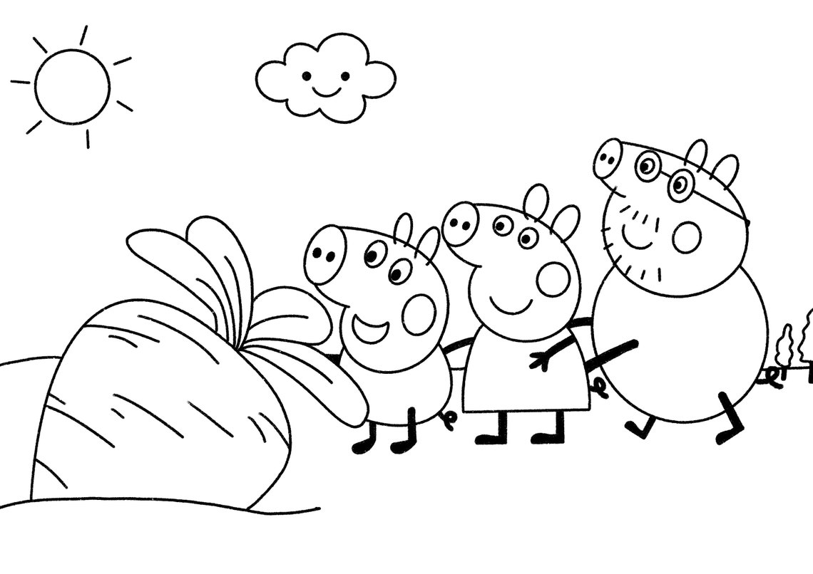 10 Pages Peppa Pig Printable Colouring Pages, Digital Coloring ...
