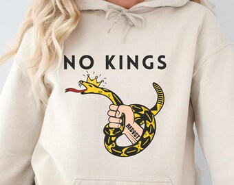 No Kings Gadsden Flag Hoodie: 50501 Resist Political Sweatshirt