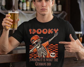 Spooky Anti-Fascist Dabbing Skeleton T-shirt | Halloween Protest Tee