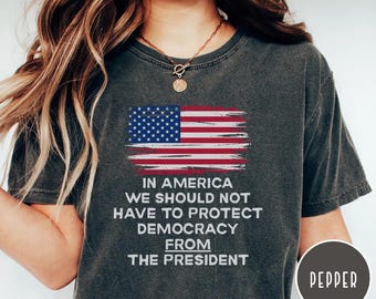 Distressed Flag Anti Trump T-shirt: Unisex Political Statement Tee