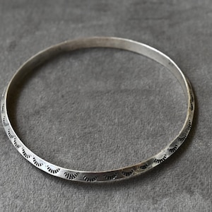 Hopi Tribe Sterling Silver dimensional Bangle Bracelet w/ Beautiful geometric design 6 inches circumference 2 1/2 inch diameter 16.2 grams