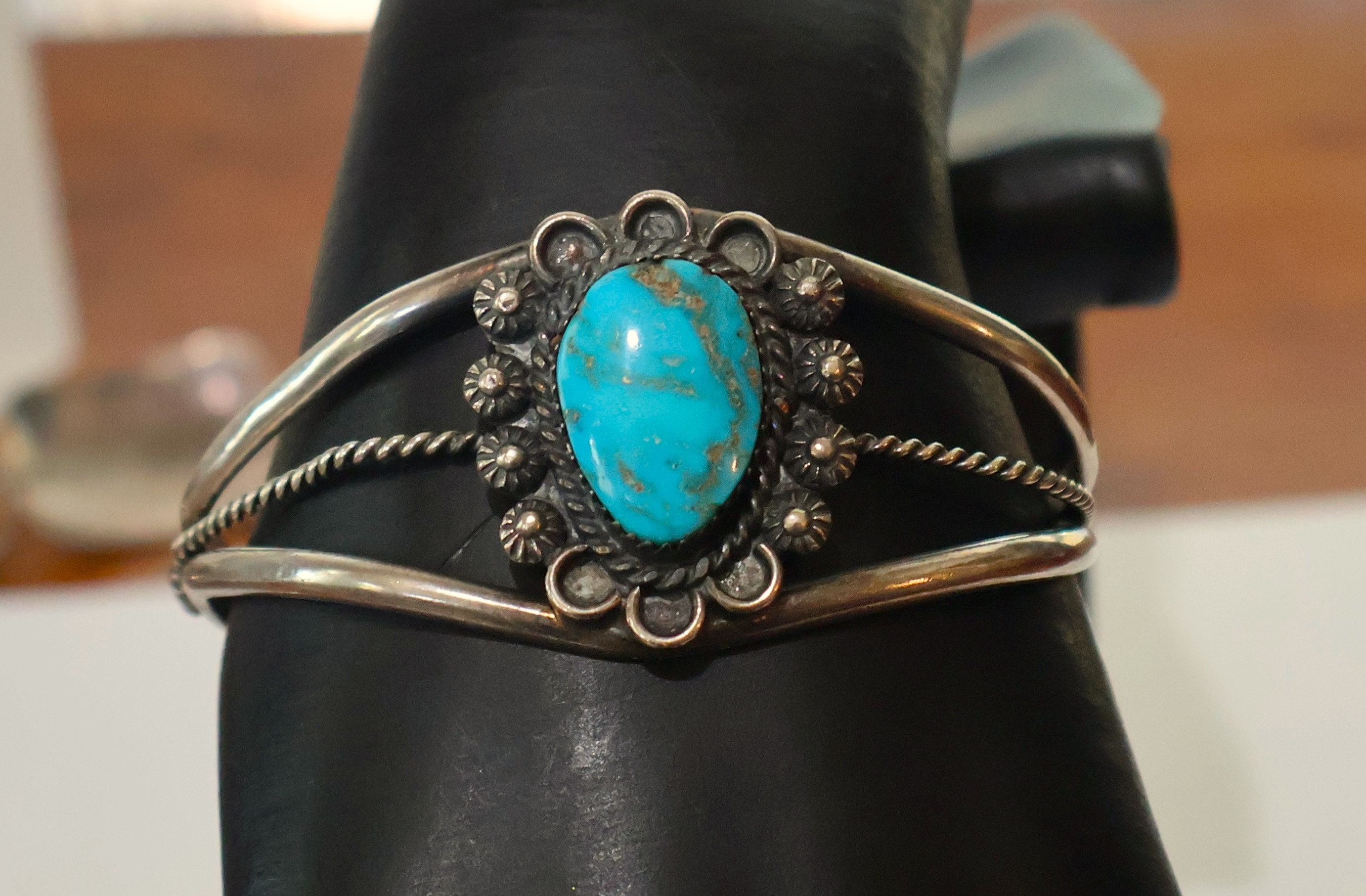 Very Rare Fool's Gold & Turquoise Vintage Native American Navajo Sterling Silver Bracelet Very Rare Fool's Gold & Turquoise Vintage Native American Navajo Sterling Silver Bracelet