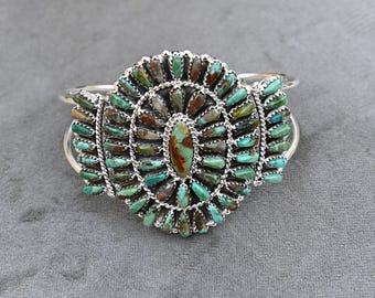 Nieuwe authentieke Navajo-manchet van Davina Benally Sterling & Mojave Turquoise-manchet 31 gram! 6,25-7,25" draagbare omtrek 2 1/8" hoog Mooi