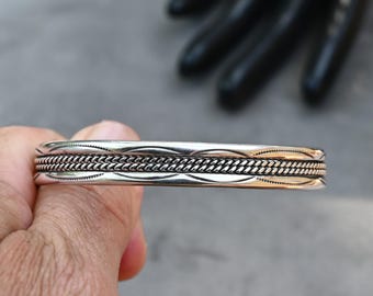 Navajo sterlingzilveren touwmanchetarmband -16 gram gevlochten touwmanchet 6 3/4 inch draagbare omtrek