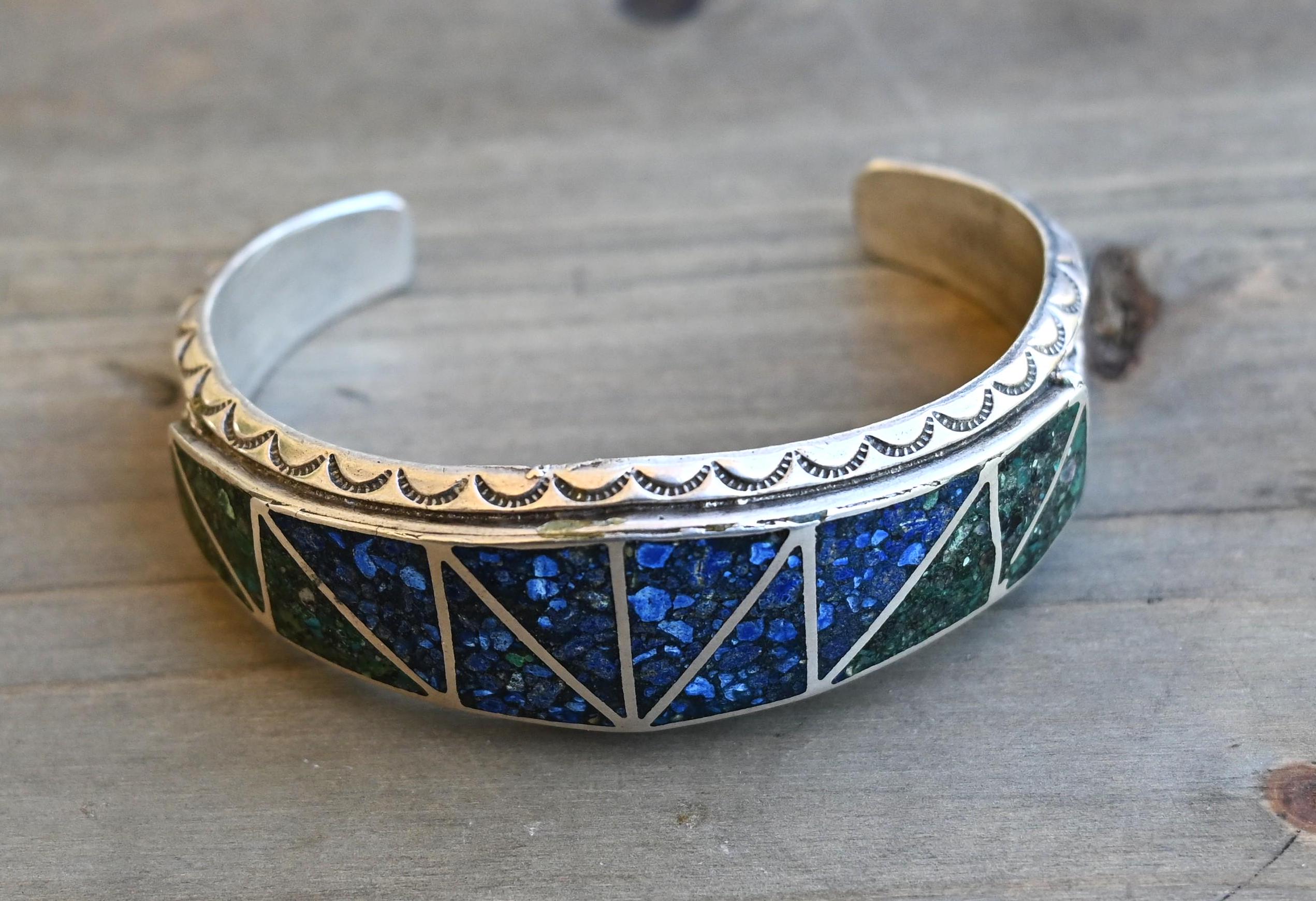 アクセサリー indian jewelry zuni bangle Zuni, Indian Bangle, 925 Sterling Silver, Stone Mosaic
