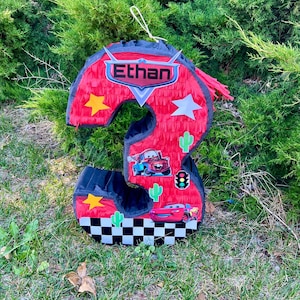 Car number piñata cars party birthday party (available numbers 1-9)