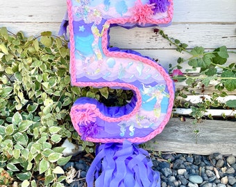 Mermaid number  piñata under the sea party mermaid birthday (available numbers 1-9)