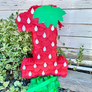 Strawberry Number Piñata Fruit Party Birthday (Numbers available 1-9)