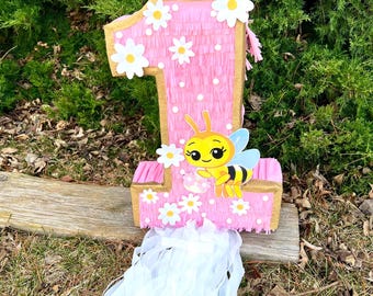 Bee number piñata bee birthday party (available numbers 1-9)