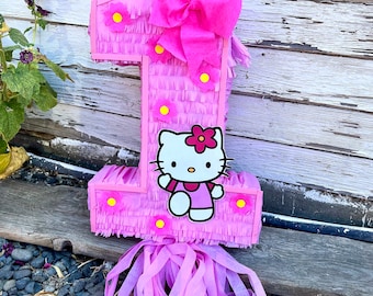 cute Kitty Cat Number One Piñata Birthday Party