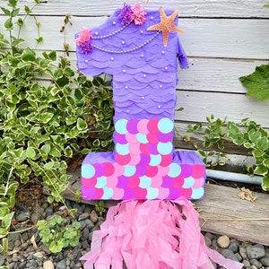 Mermaid Number One Piñata Under The Sea Mermaid Theme (available numbers 1-9)