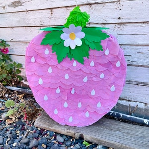 Strawberry piñata fruit party birthday