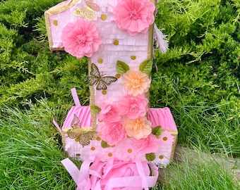 Blumen Schmetterling Anzahl Piñata Schmetterling Thema Blume Geburtstagsparty (vorhandene Zahlen 1-9), wählen Sie traditionell oder ziehen Sie Schnüre