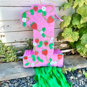 Strawberry Number Piñata Fruit Party Birthday (Numbers available 1-9)