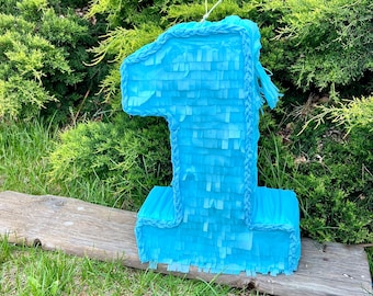 Piñata a forma di numero per feste di compleanno (numeri disponibili da 1 a 9), scegli tra la versione tradizionale o con cordicelle.