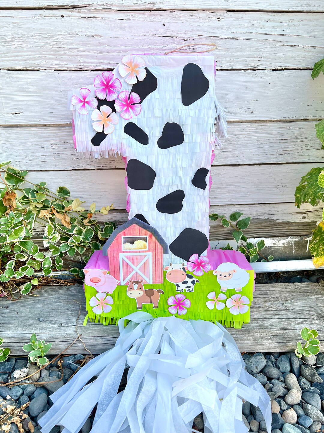 Cow Piñata Number One Piñata Farm Theme Animal Etsy