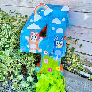 Dogs Piñata Number  Dog Party Puppy Theme Blue Piñata (Numbers available 1-9)