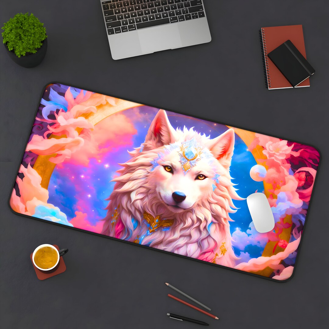 White Wolf Desk Mat Magical Desk Mat Fantasy Desk Mat Etsy