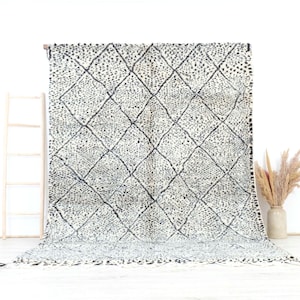 Contemporary Beni Ourain Rug 6x10 FT: Authentic Moroccan Berber Wool