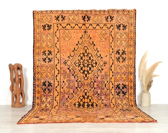 Vintage Moroccan Rug 6x10 Handwoven Boho Area Carpet, Tribal Decor Living Room Floor rug