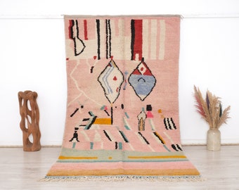 Moroccan Rug, Pink Boujaad Rug 5x9 FT