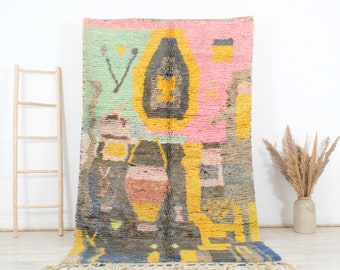 Vintage Moroccan Rug, Boujaad Rug 4x8 FT