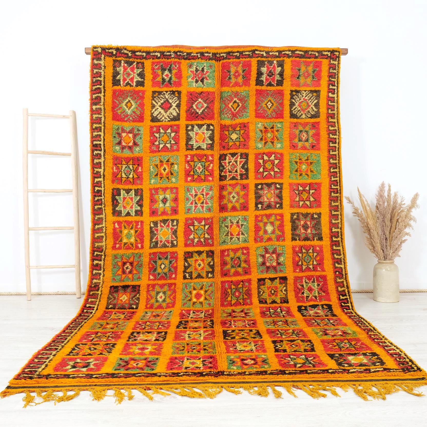 ヴィンテージモロッコウールラグ（6x10）：手織りのトライバル