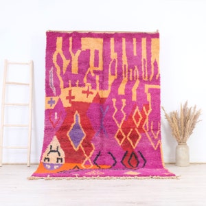 Handwoven Moroccan Boujaad Rug: 5x8 ft, 100% Wool