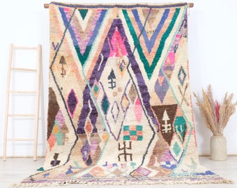 Marokkaans tapijt, Marokkaans Boujaaddeken, Marokkaans gebiedsdeken, 5x8ft tapijt